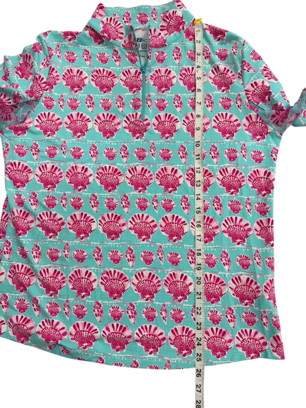 IBKUL Womens Size L Top 1/4 Zip Long Sleeve Aqua Pink Shell Beach Sun-Shirt UPF - Picture 6 of 7